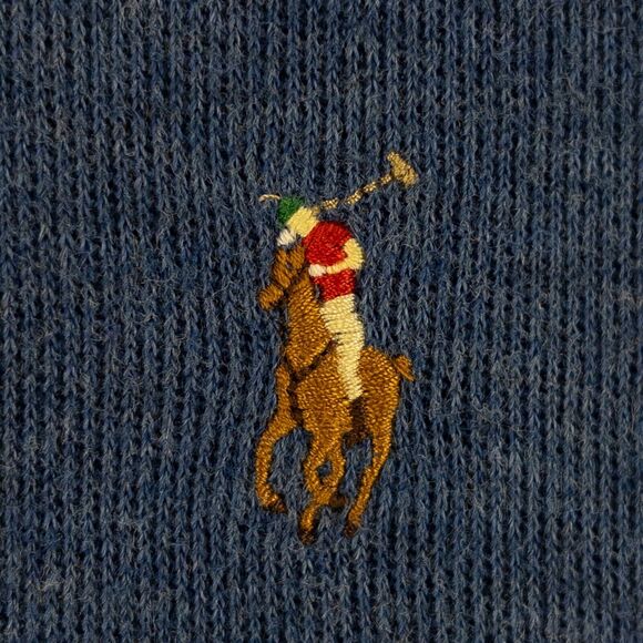 Polo Ralph Lauren Men’s XXL Blue Pullover Quarter Zip Sweater Multicolor Pony - Picture 3 of 10
